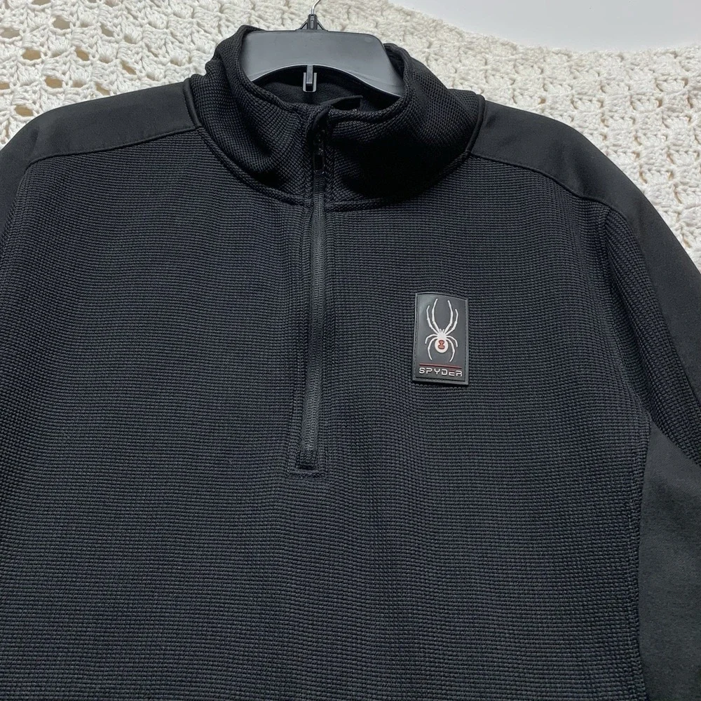 Spyder Sweater Jacket Fleece Mens Sz L Black Outbound Core Half 1/4Zip‎ Pullover